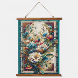 Quilt Look Florals Holztäfelung Wandteppiche