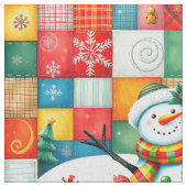 Quilt Look Patchwork Christmas Snowman Stoff (Nahaufnahme)