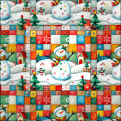 Quilt Look Patchwork Christmas Snowman Stoff (Kachel)