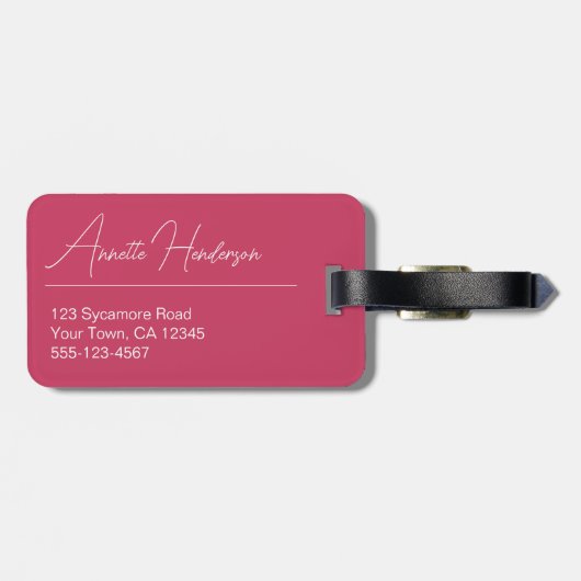 Quilt Look Pink Polka Dots Gepäckmarke Gepäckanhänger (Rückseite horizontal)