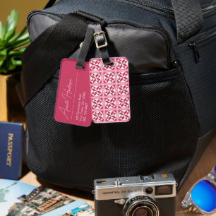 Quilt-Look Pink-Punkte-Gepäckanhänger Gepäckanhänger
