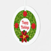 Quilt Look Wreath Personalisiert Ornament Aus Metall (Vorderseite links)