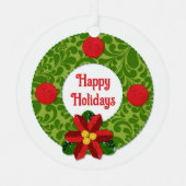 Quilt Look Wreath Personalisiert Ornament Aus Metall (Vorderseite)