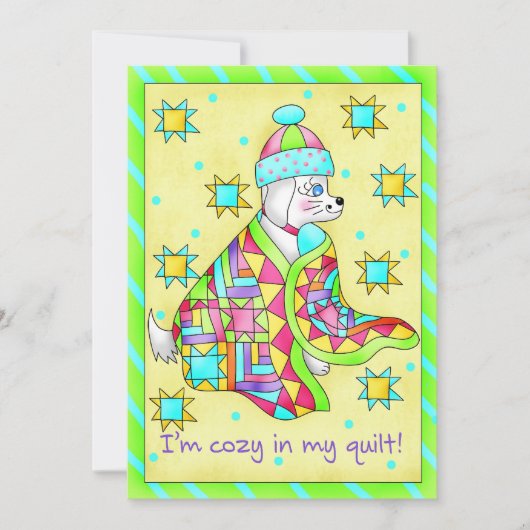 Quilt Lover Dog Einladung (Vorderseite)