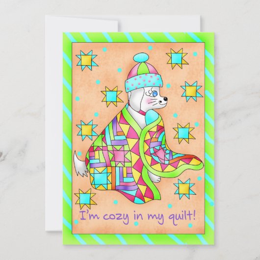 Quilt Lover Dog Einladung anpassbar (Vorderseite)