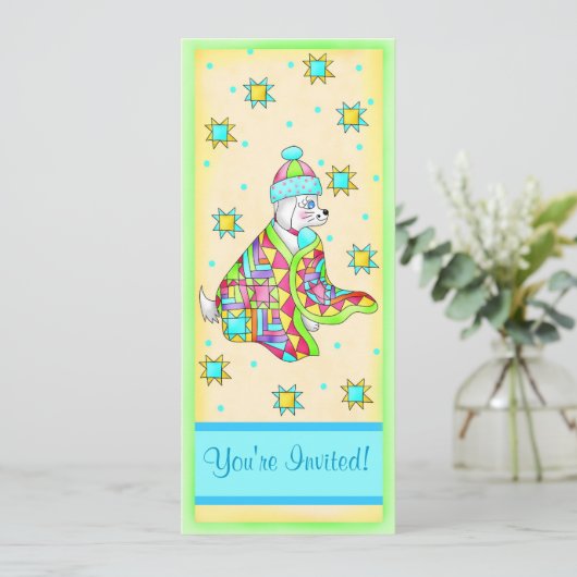 Quilt Lover Dog Einladung individuell anpassbar (Stehend Vorderseite)