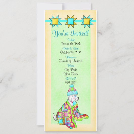 Quilt Lover Dog Einladung individuell anpassbar (Rückseite)