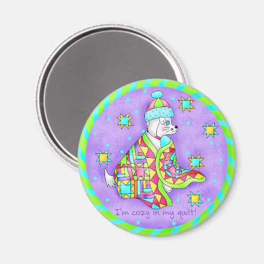 Quilt Lover Dog Magnet (Vorderseite/Rückseite)