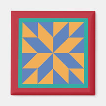 Quilt Magnet - Jägerstern (blau/gelb)