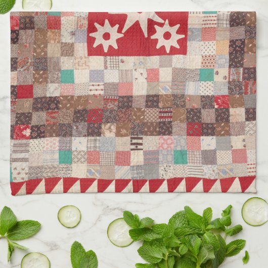 Quilt mit Sternen im Zentrum Geschirrtuch (Gefaltet)