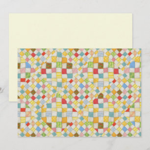 QUILT MOSAIC-12x18-Flachkarte / Creme / Horizontal Karte