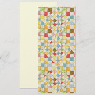 QUILT MOSAIC 4x9.25 Flachkarte / Creme / Vertikal Karte