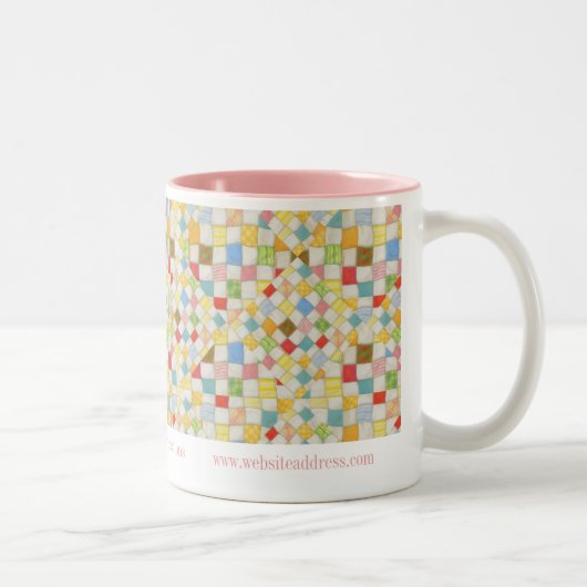 QUILT MOSAIC Business ID Rosa Zwei-Tonen-Tasse Zweifarbige Tasse (Rechts)