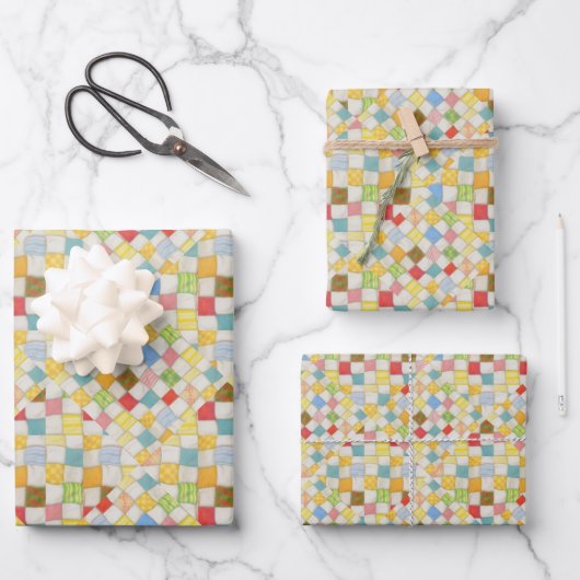 QUILT MOSAIC-Flachfolienpapier Geschenkpapier Set (Vorderseite)