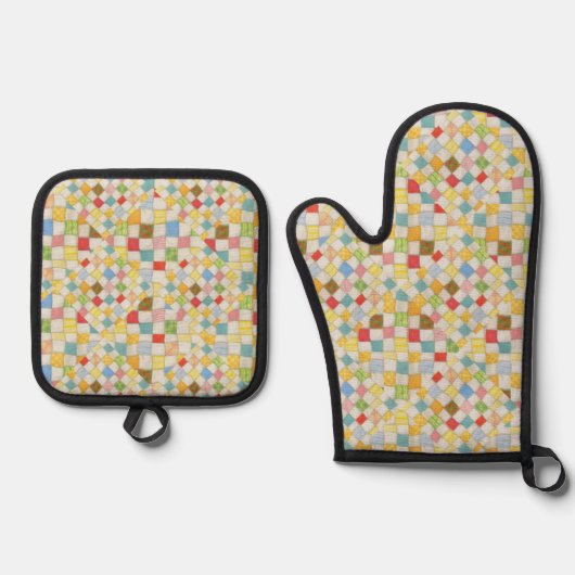 QUILT MOSAIC Oven Mitt & Pot Holding Set (Vorderseite)