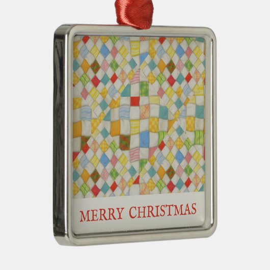 QUILT MOSAIC Premium Square Ornament + Text (Rechts)