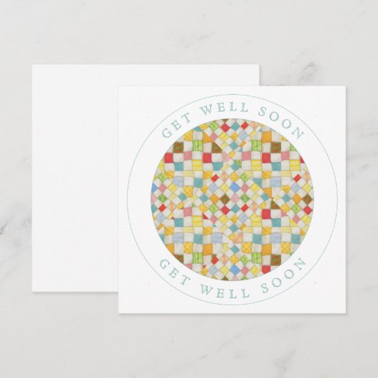 QUILT MOSAIC Square Flat Get Well Card Karte (Vorne/Hinten)