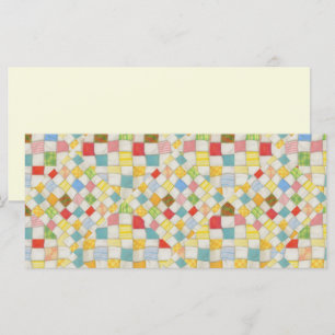 QUILT-MOSAIK 4x9 Flachkarte / Creme / Horizontal Karte