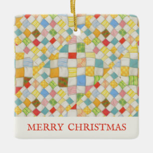 QUILT MOSAIK Keramik Quadrat Ornament + Text