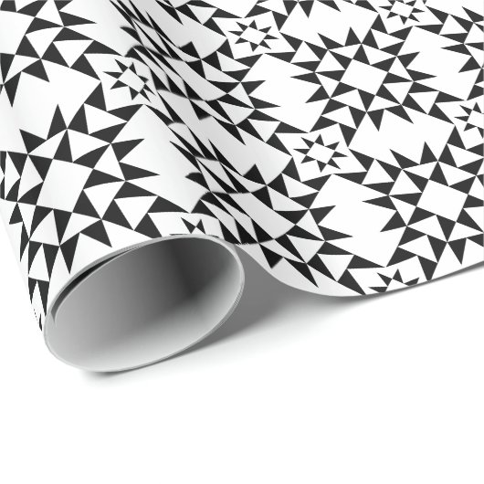 Quilt Muster 01 - Schwarz Geschenkpapier (Rolleneckpunkt)