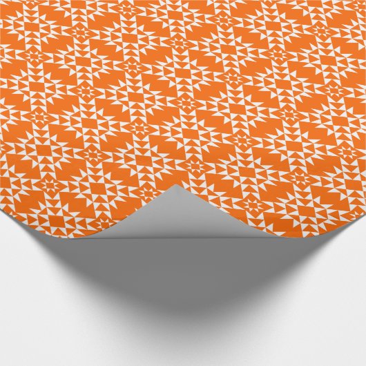 Quilt Muster 01 - Weiß auf Orange Geschenkpapier (Ecke)