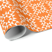 Quilt Muster 01 - Weiß auf Orange Geschenkpapier (Rolleneckpunkt)