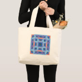 Quilt Muster 3 in Blau und Lila Jumbo Stoffbeutel (Vorderseite (Produkt))