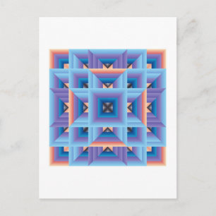 Quilt Muster 3 in Blau und Lila Postkarte