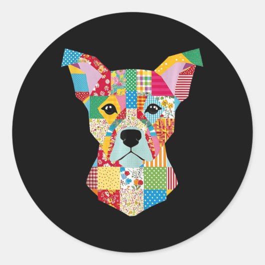 Quilt-Muster-Hund zum Beenden von Lover Quilter Se Runder Aufkleber (Vorderseite)