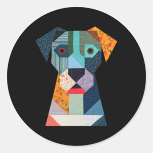 Quilt-Muster-Hund zum Beenden von Lover Quilter Se Runder Aufkleber