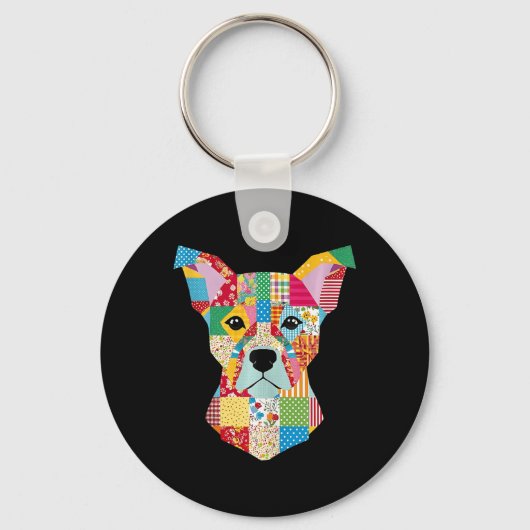Quilt-Muster-Hund zum Beenden von Lover Quilter Se Schlüsselanhänger (Vorderseite)