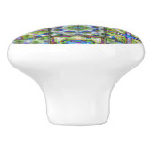 Quilt Muster Keramik Knopf blau grün lila Keramikknauf (Seitenansicht)