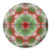 Quilt Muster Keramik Knopf rot weiß Keramikknauf (Vorderseite)