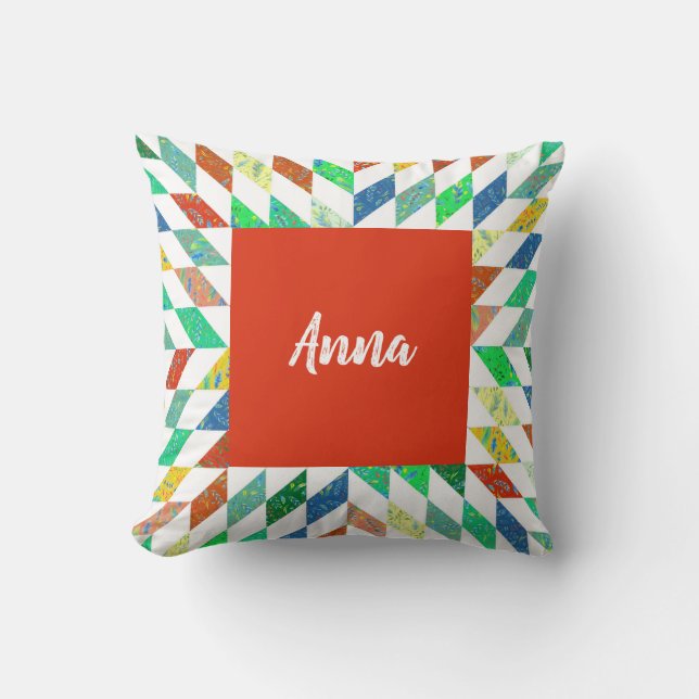 Quilt-Muster Personalisiert-Throw-Pillow Kissen (Vorderseite)