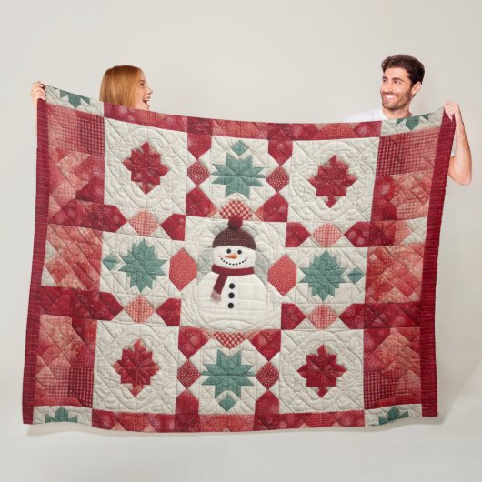 Quilt Muster Snowman Red White Green Fleecedecke (Beispiel)