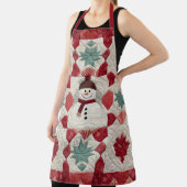 Quilt Muster Snowman Red White Green Schürze (InSitu)