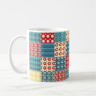 Quilt nahtloses Muster. Vintages Patchwork-Backgro Kaffeetasse