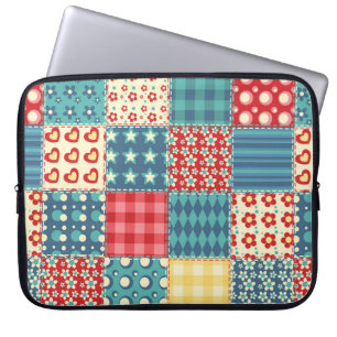 Quilt nahtloses Muster. Vintages Patchwork-Backgro Laptopschutzhülle
