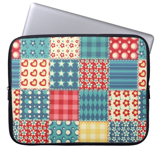 Quilt nahtloses Muster. Vintages Patchwork-Backgro Laptopschutzhülle (Vorderseite)