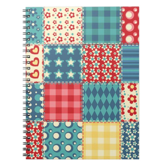 Quilt nahtloses Muster. Vintages Patchwork-Backgro Notizblock (Vorderseite)