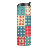 Quilt nahtloses Muster. Vintages Patchwork-Backgro Thermosbecher (Nach links gedreht)