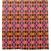 Quilt Patch Black Pink Retro Boho Duschvorhang (Vorderseite)
