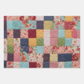Quilt Patchwork farbenfrohe Blumenplätze Geschenkpapier Set (Vorderseite 3)