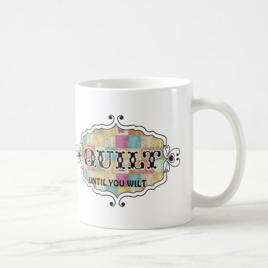 Quilt-Patchwork-Grunge-Quilter lustiger Becher Kaffeetasse (Rechts)