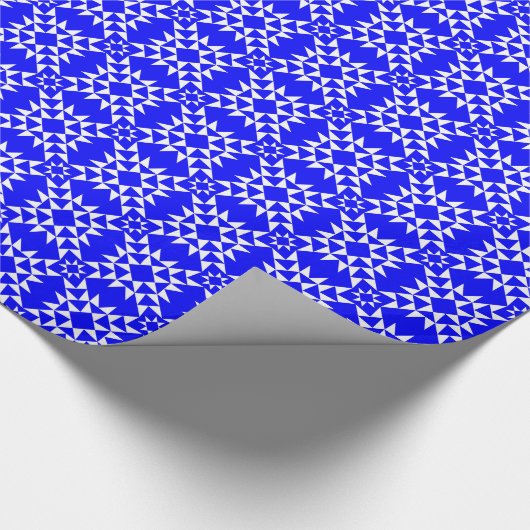 Quilt Pattern 01 - White on Blue Geschenkpapier (Ecke)
