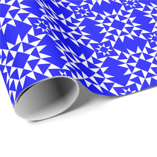 Quilt Pattern 01 - White on Blue Geschenkpapier (Rolleneckpunkt)