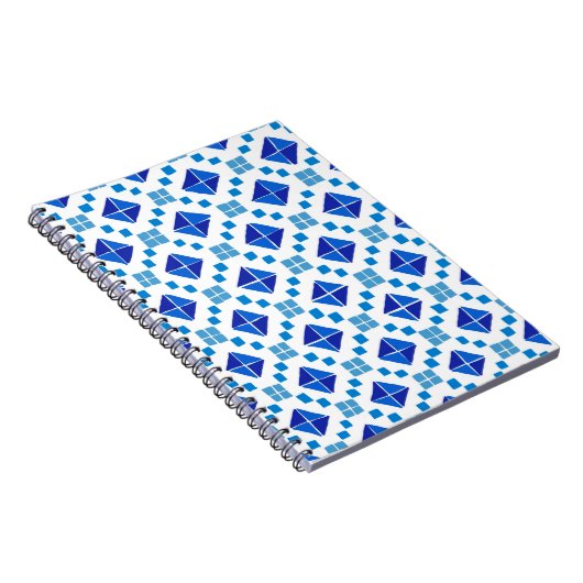 Quilt Pattern Blau Notizblock (Rechte Seite)