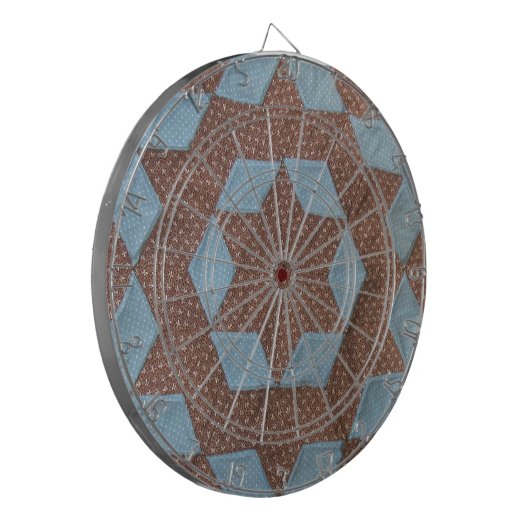 Quilt Pattern - Burg in Braun und Blau Dartscheibe (Vorderseite Links)