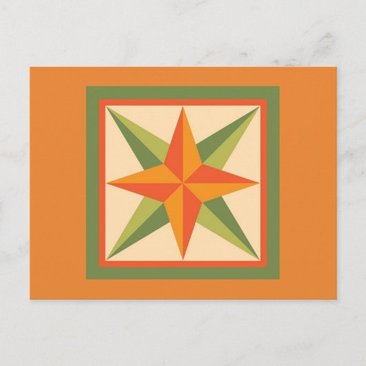 Quilt Postcard - Beveled Star (orange/grün) Postkarte (Vorderseite)