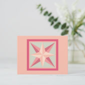 Quilt Postcard - Beveled Star (rosa/grau) Postkarte (Stehend Vorderseite)